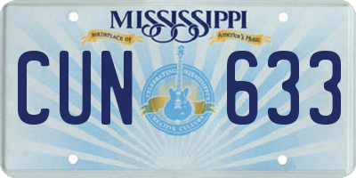 MS license plate CUN633