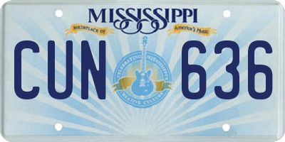 MS license plate CUN636