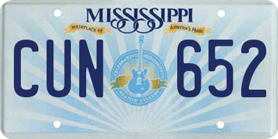 MS license plate CUN652