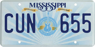 MS license plate CUN655