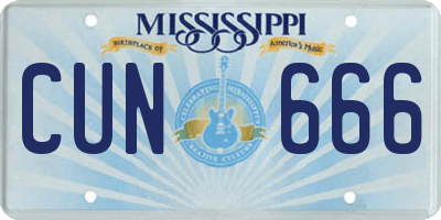 MS license plate CUN666