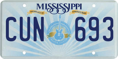 MS license plate CUN693
