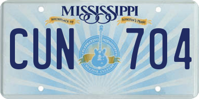 MS license plate CUN704