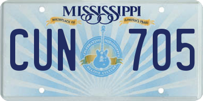 MS license plate CUN705