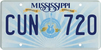 MS license plate CUN720