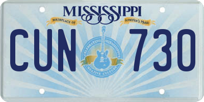 MS license plate CUN730