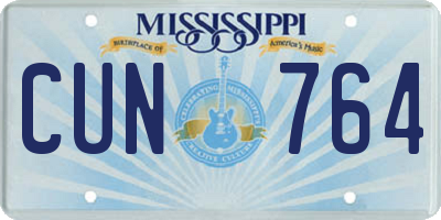 MS license plate CUN764