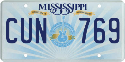 MS license plate CUN769