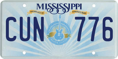 MS license plate CUN776