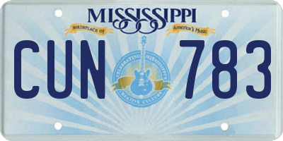 MS license plate CUN783