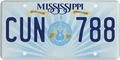 MS license plate CUN788