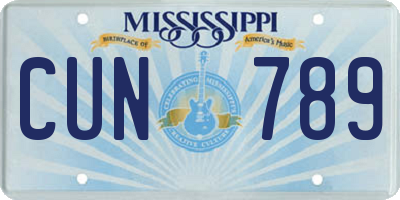 MS license plate CUN789