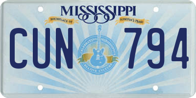 MS license plate CUN794