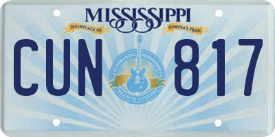 MS license plate CUN817
