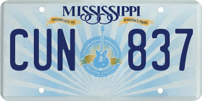 MS license plate CUN837