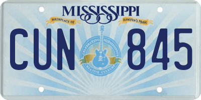 MS license plate CUN845