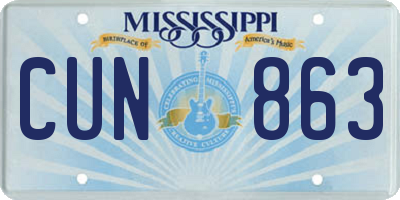 MS license plate CUN863