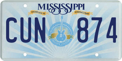 MS license plate CUN874