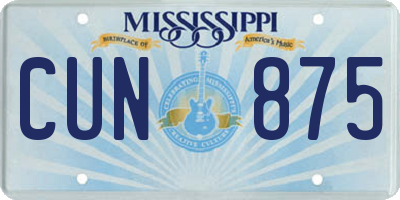MS license plate CUN875