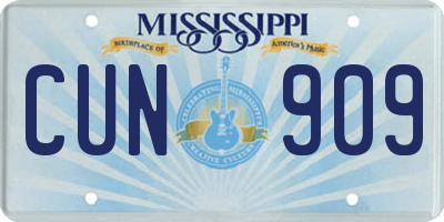 MS license plate CUN909