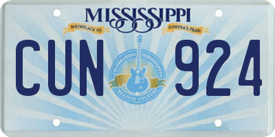 MS license plate CUN924