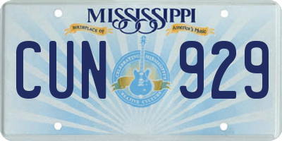 MS license plate CUN929
