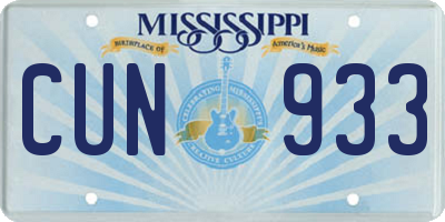 MS license plate CUN933