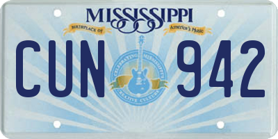 MS license plate CUN942