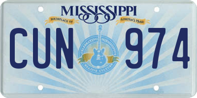 MS license plate CUN974