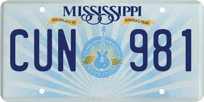 MS license plate CUN981