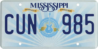 MS license plate CUN985