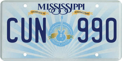 MS license plate CUN990