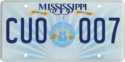 MS license plate CUO007