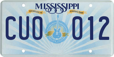 MS license plate CUO012