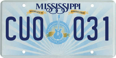 MS license plate CUO031