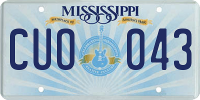 MS license plate CUO043