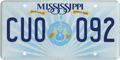 MS license plate CUO092