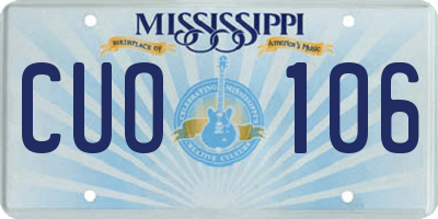 MS license plate CUO106