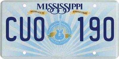 MS license plate CUO190