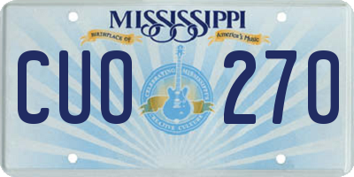 MS license plate CUO270