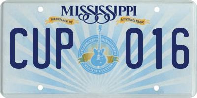 MS license plate CUP016