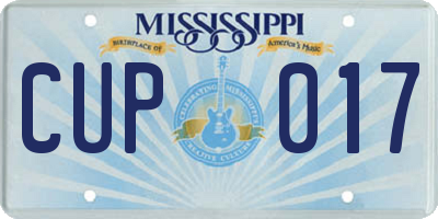 MS license plate CUP017