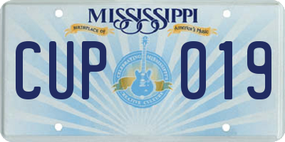 MS license plate CUP019