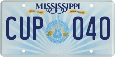 MS license plate CUP040