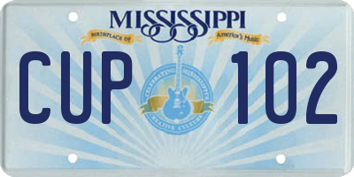 MS license plate CUP102