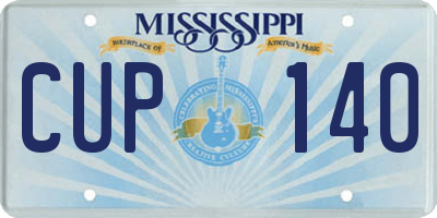 MS license plate CUP140