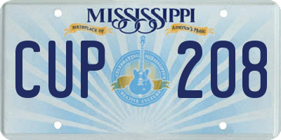 MS license plate CUP208