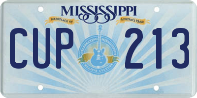 MS license plate CUP213