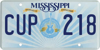 MS license plate CUP218
