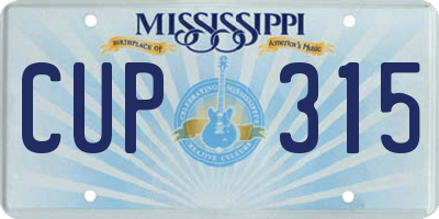 MS license plate CUP315